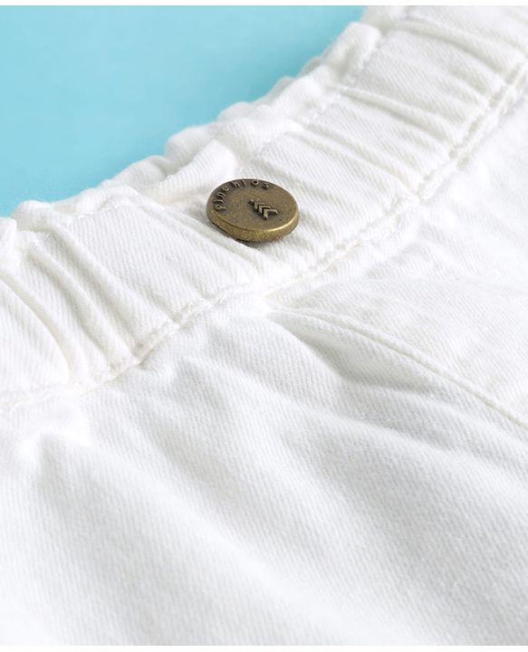 Pine Kids Denim Woven Solid Color Skirt - White