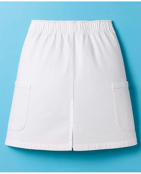 Pine Kids Denim Woven Solid Color Skirt - White