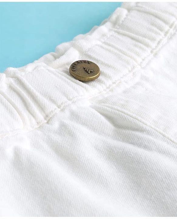 Pine Kids Denim Woven Solid Color Skirt - White