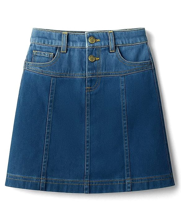 Pine Kids Denim Woven Solid Color Skirt - Blue