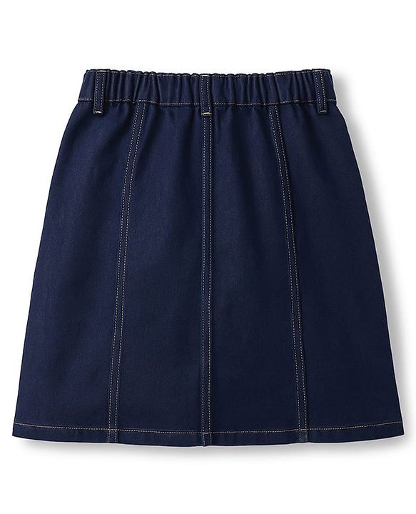 Pine Kids Denim Woven Solid Color Skirt with Pocket - Navy Blue