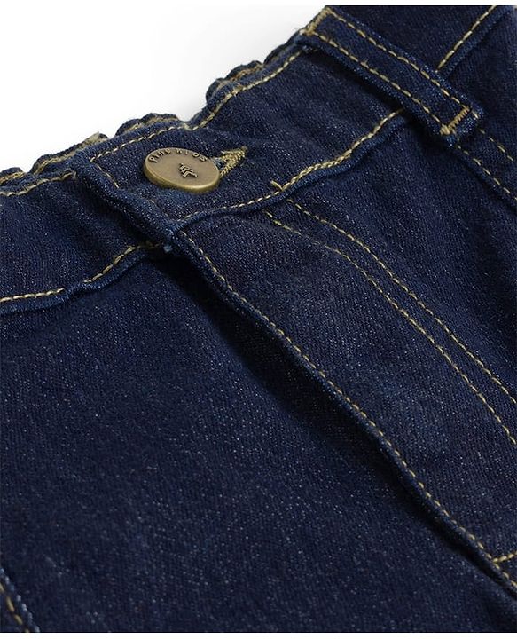 Pine Kids Denim Woven Solid Color Skirt with Pocket - Navy Blue