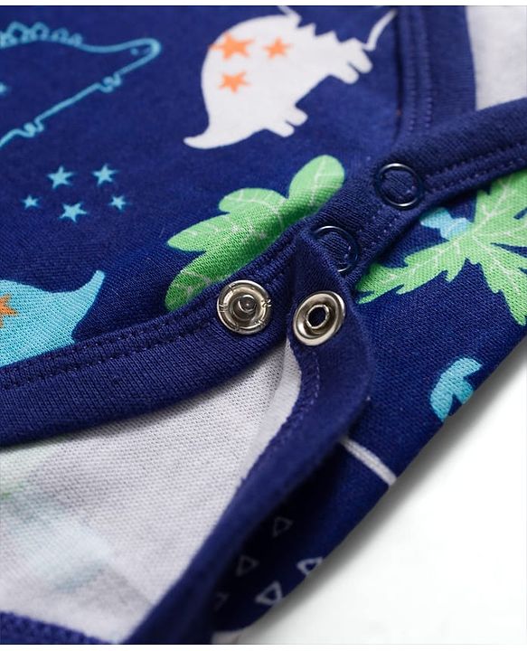 Babyhug 100% Cotton Knit Half Sleeves Striped Onesies with Dino & Star Print Pack of 3 - Multicolor