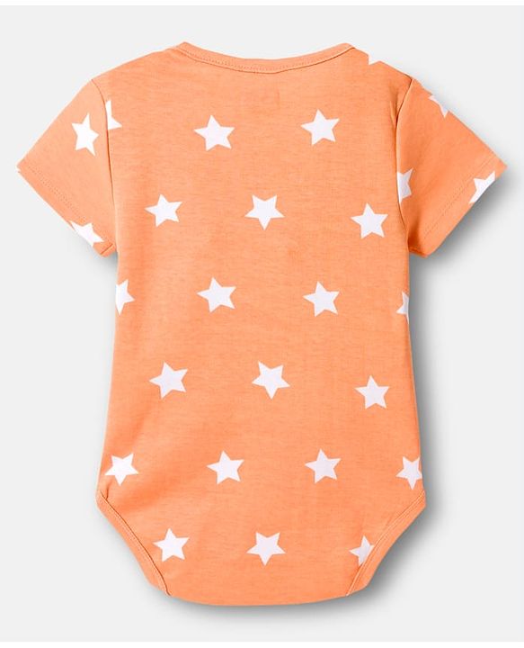 Babyhug 100% Cotton Knit Half Sleeves Striped Onesies with Dino & Star Print Pack of 3 - Multicolor