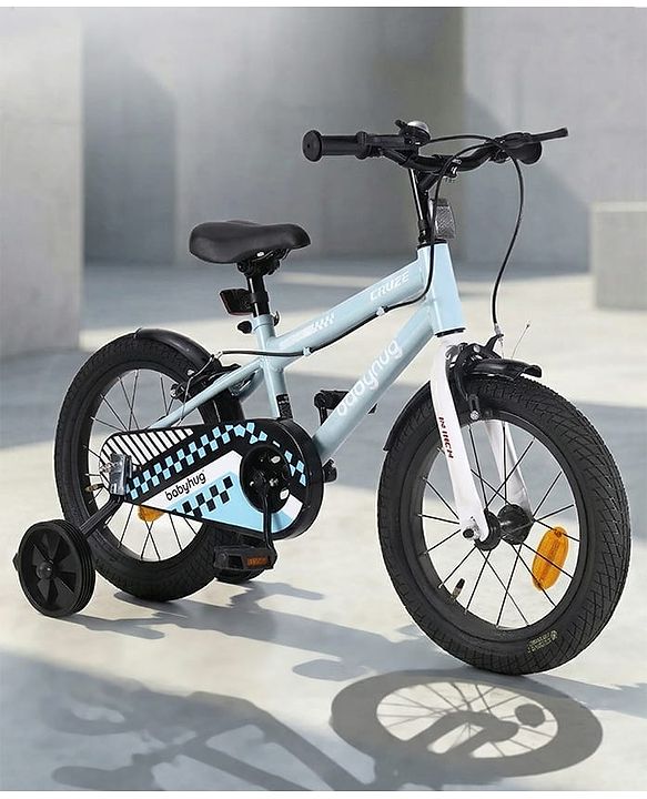 Babyhug Cruise Bicycle for Kids Cycle for 3 to 7Years Boys & Girls 16T Inches- Blue|90% Pre-Installed|Sturdy Frame| Removable Training Wheels|Durable Brake|Rubber Tyres|Height Adjustable Seat & Handle