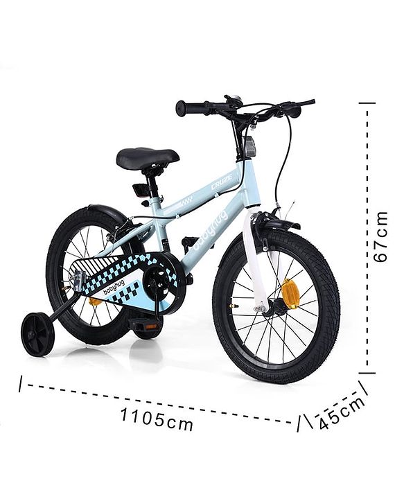 Babyhug Cruise Bicycle for Kids Cycle for 3 to 7Years Boys & Girls 16T Inches- Blue|90% Pre-Installed|Sturdy Frame| Removable Training Wheels|Durable Brake|Rubber Tyres|Height Adjustable Seat & Handle