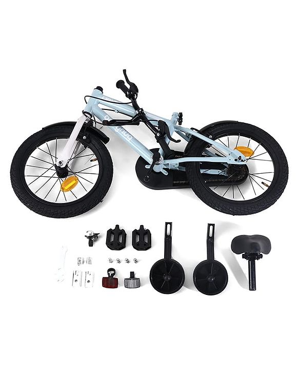 Babyhug Cruise Bicycle for Kids Cycle for 3 to 7Years Boys & Girls 16T Inches- Blue|90% Pre-Installed|Sturdy Frame| Removable Training Wheels|Durable Brake|Rubber Tyres|Height Adjustable Seat & Handle