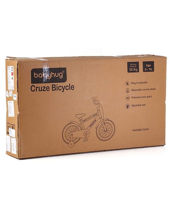 Babyhug Cruise Bicycle for Kids Cycle for 3 to 7Years Boys & Girls 16T Inches- Blue|90% Pre-Installed|Sturdy Frame| Removable Training Wheels|Durable Brake|Rubber Tyres|Height Adjustable Seat & Handle