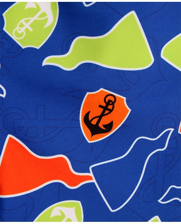 Babyhug Nautical Theme Printed Swimming Trunk with Cap - Blue