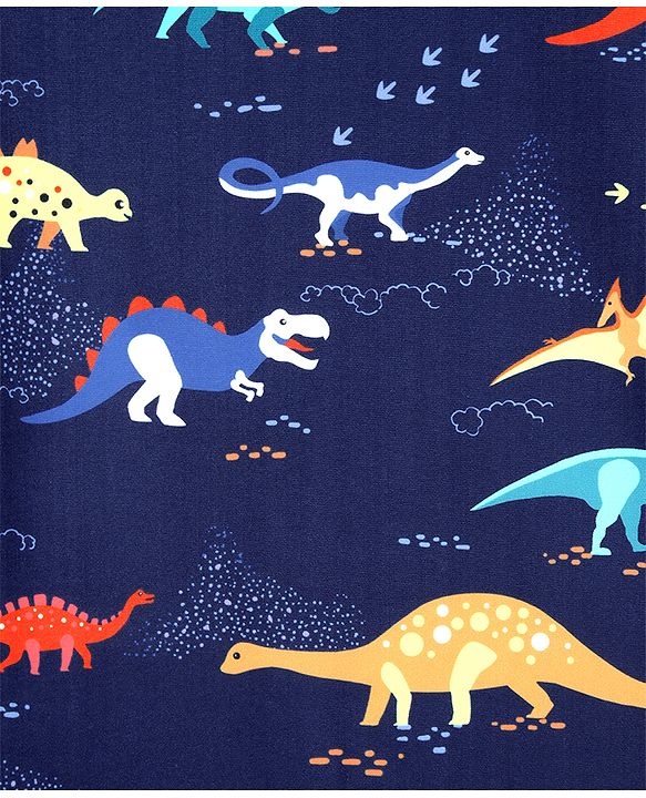 Babyhug Raglan Half Sleeves Dino Printed Legged Swimsuit -Navy Blue