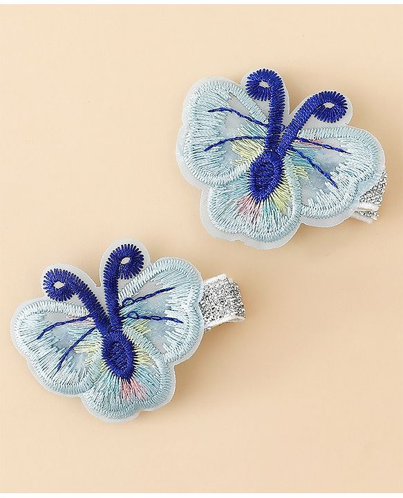 Babyhug Butterfly Clips Free Size Pack of 2 - Blue