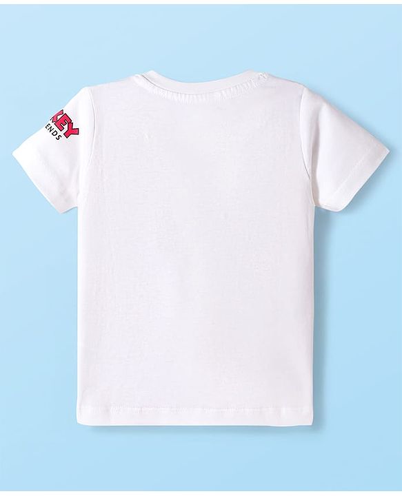 Babyhug Disney Single Jersey Knit Half Sleeves T-Shirt & Shorts Set with Mickey & Friends Graphic - Green & White
