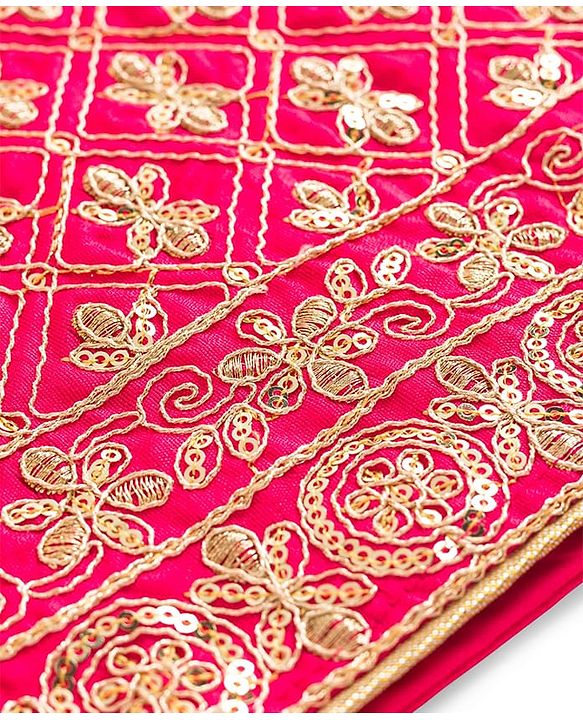 Babyhug Woven Half Sleeves Printed & Embroidered Indo Western Set with Dupatta - Pink