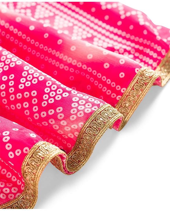 Babyhug Woven Half Sleeves Printed & Embroidered Indo Western Set with Dupatta - Pink