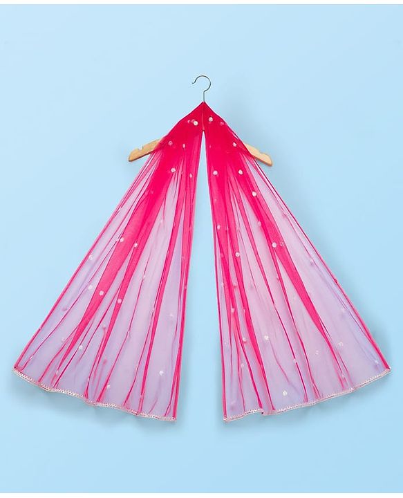 Babyhug Woven Sleeveless Choli Lehenga Set with Dupatta & Sequin Detailing - Dark Pink