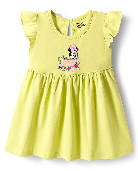 Babyhug Disney Frill Sleeves Frocks With Minnie & Friends Print Pack Of 2 - Light Blue & Lime Green