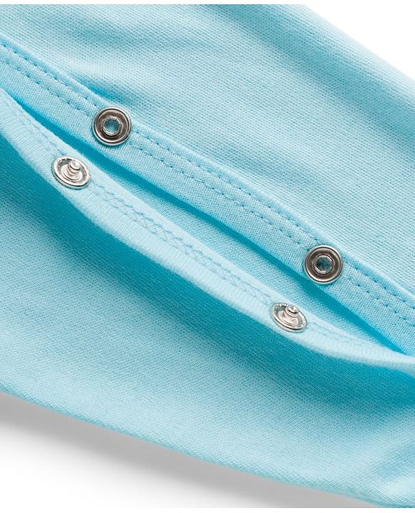 Babyhug Cotton Knit Full Sleeves Footed Sleepsuits With Dino Print Pack Of 3 - Light Blue White & Orange