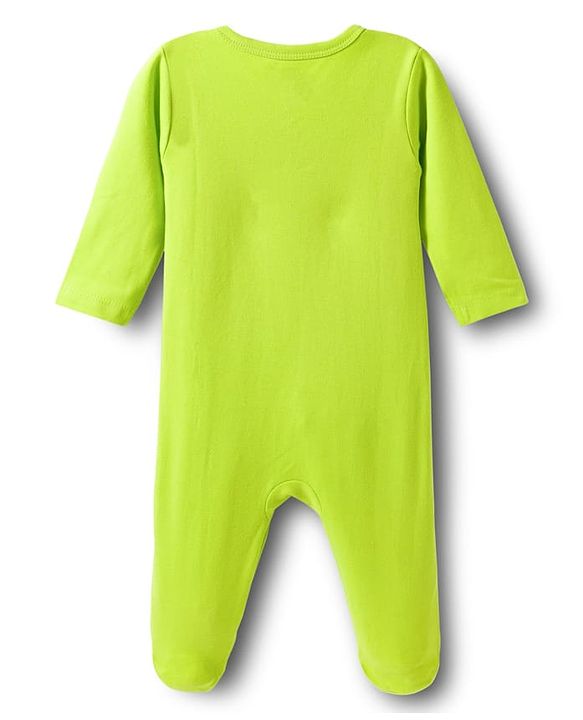 Babyhug Cotton Knit Full Sleeves Footed Sleepsuits With Panda Print Pack Of 3 - Limegreen Light Blue & Aqua