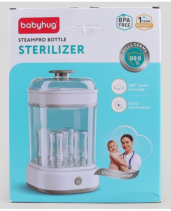 Babyhug SteamPro Electric Sterilizer | Fits 5 Bottles | Fast & Hygienic Sterilization for Baby Essentials