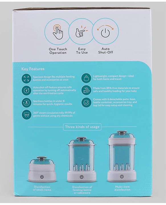 Babyhug SteamPro Electric Sterilizer | Fits 5 Bottles | Fast & Hygienic Sterilization for Baby Essentials