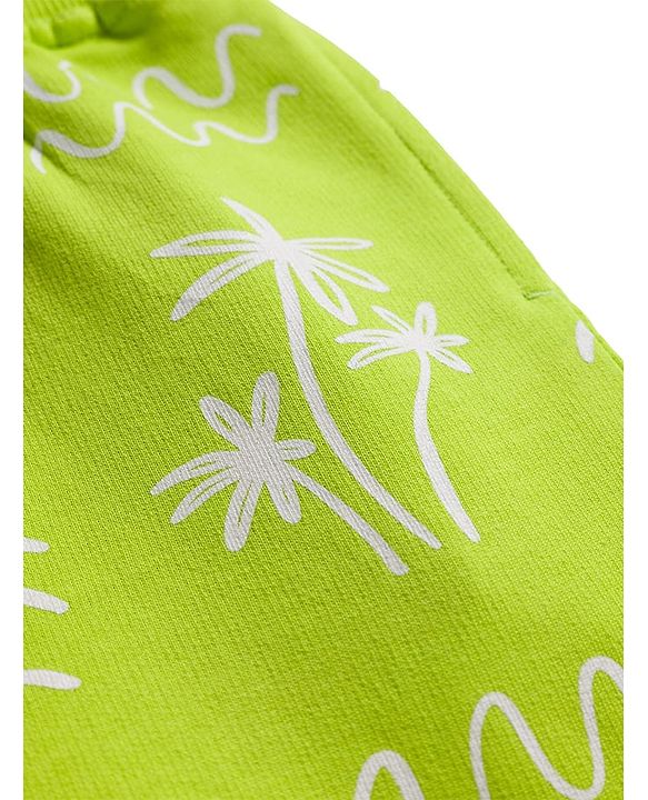Pine Kids Looper Knit Shorts With Tree Print - Lime Green