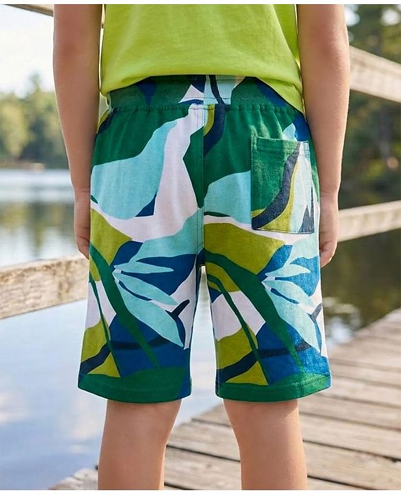 Pine Kids Looper Shorts with Tropical Theme Print - Multicolor