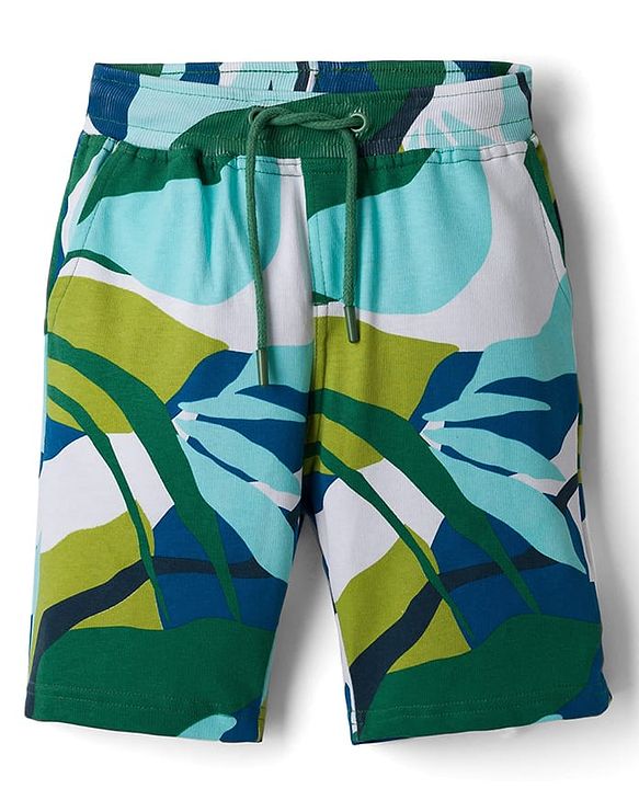 Pine Kids Looper Shorts with Tropical Theme Print - Multicolor