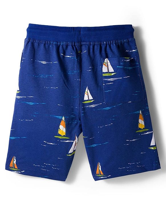 Pine Kids Looper Shorts with Nautical Theme Print - Navy Blue