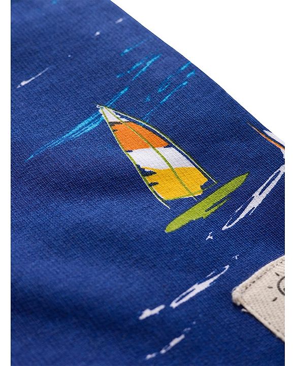 Pine Kids Looper Shorts with Nautical Theme Print - Navy Blue