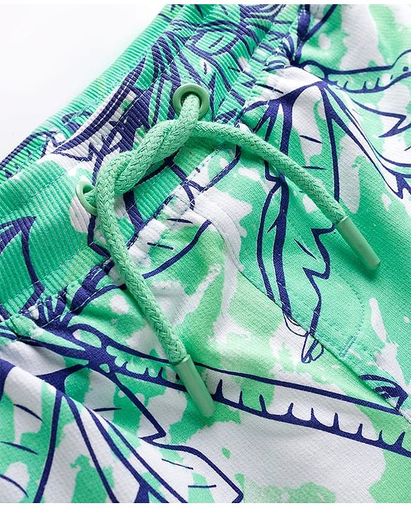 Pine Kids Looper Knit Knee Length Shorts with Tropical Theme Print - Multicolor