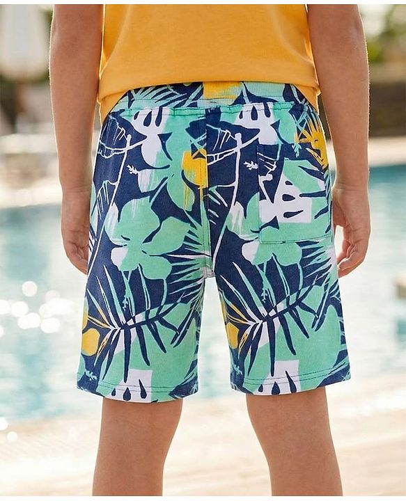 Pine Kids Looper Shorts with Tropical Theme Print - Multicolor