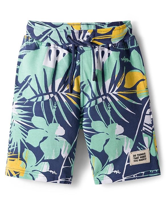Pine Kids Looper Shorts with Tropical Theme Print - Multicolor