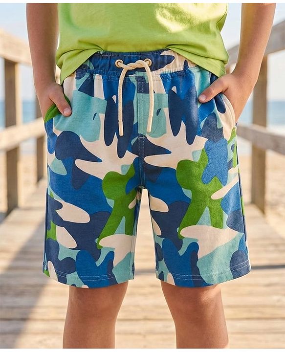 Pine Kids Looper Shorts With Camouflage Print - Multicolor