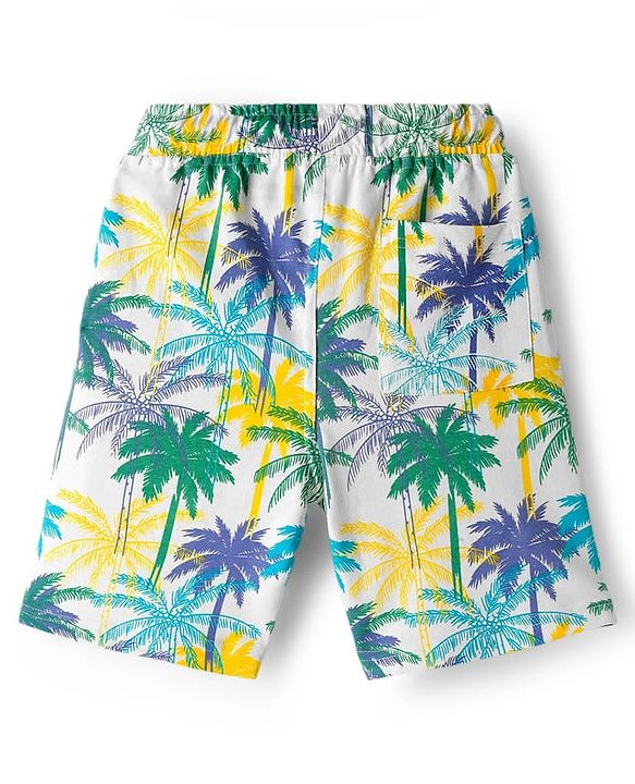 Pine Kids Looper Shorts With Palm Tree Print - White