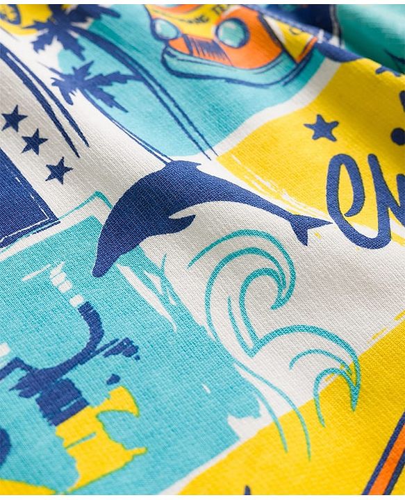 Pine Kids Looper Shorts with Beach Theme Print - Multicolor