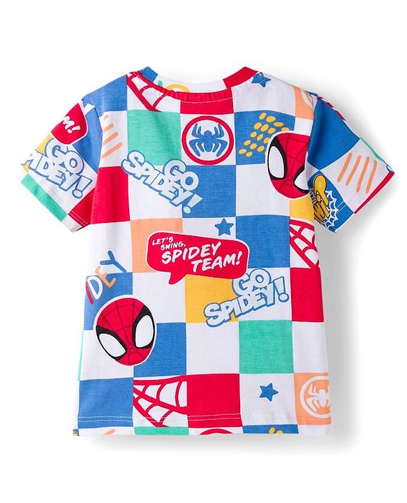 Babyhug Marvel Single Jersey Knit Half Sleeves Co-ords T-Shirt & Shorts Set with Spiderman Graphic - Multicolor