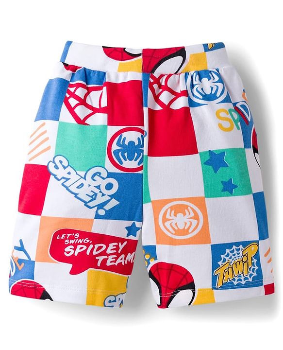 Babyhug Marvel Single Jersey Knit Half Sleeves Co-ords T-Shirt & Shorts Set with Spiderman Graphic - Multicolor