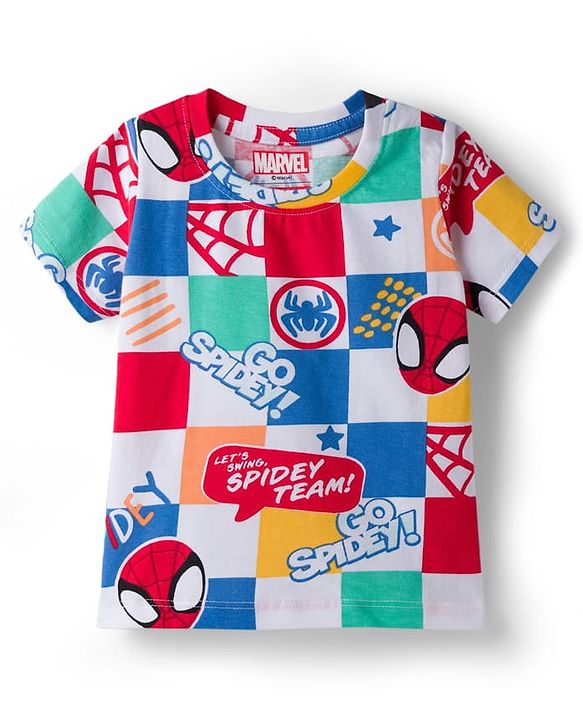 Babyhug Marvel Single Jersey Knit Half Sleeves Co-ords T-Shirt & Shorts Set with Spiderman Graphic - Multicolor