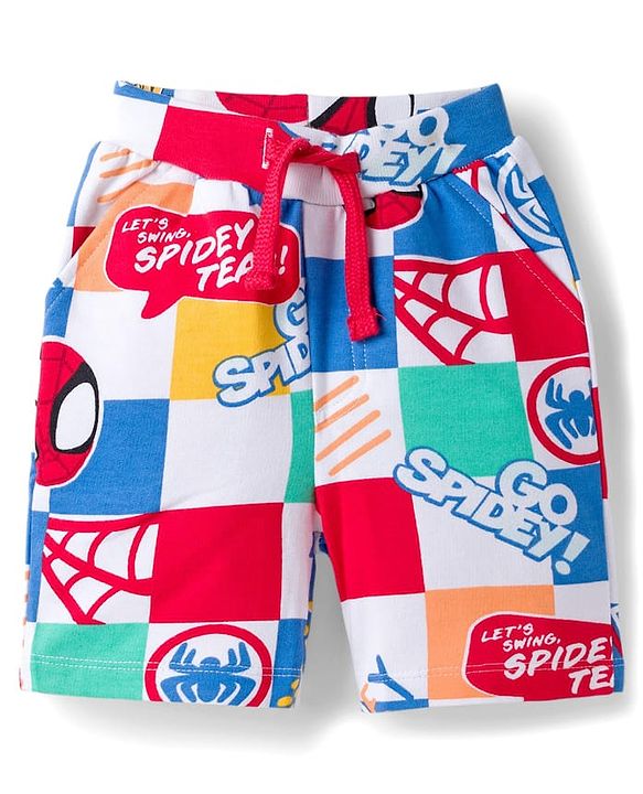 Babyhug Marvel Single Jersey Knit Half Sleeves Co-ords T-Shirt & Shorts Set with Spiderman Graphic - Multicolor
