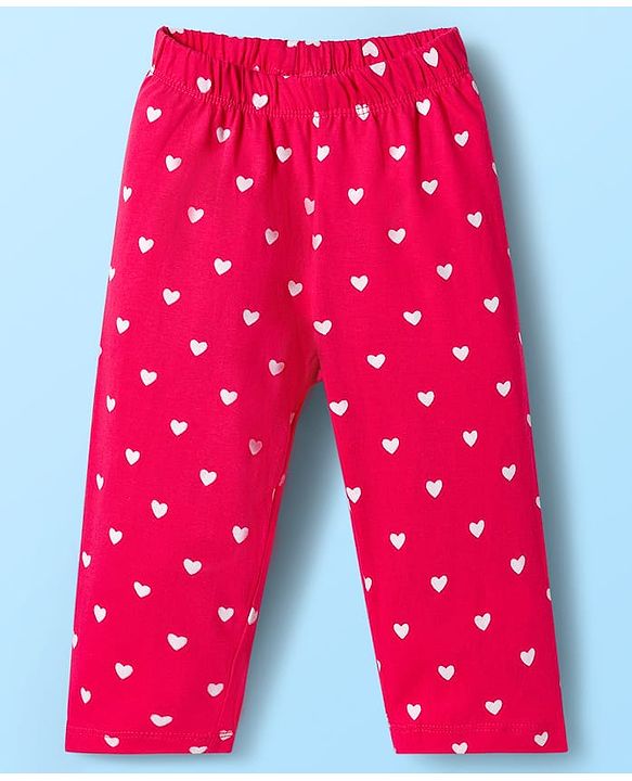 Babyhug Cotton Knit Full Sleeves Night Suit With Cherry & Heart Print - White & Red