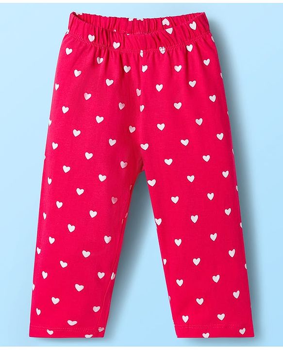 Babyhug Cotton Knit Full Sleeves Night Suit With Cherry & Heart Print - White & Red