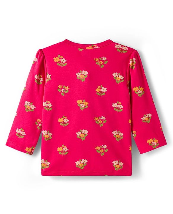 Babyhug 100% Cotton Interlock Knit Jhablas With Floral Print Pack Of 3 - Red Mustard & Cream