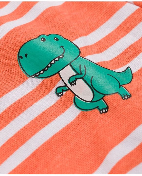 Babyhug 100% Cotton Knit Half Sleeves Jhablas With Dino Print Pack of 3 - Peach Light & Navy Blue