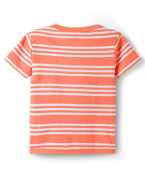 Babyhug 100% Cotton Knit Half Sleeves Jhablas With Dino Print Pack of 3 - Peach Light & Navy Blue