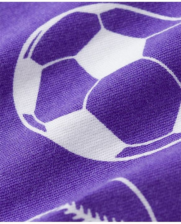 Babyhug Cotton Knit Full Sleeves Co-ord Night Suit With Sports Print - Purple