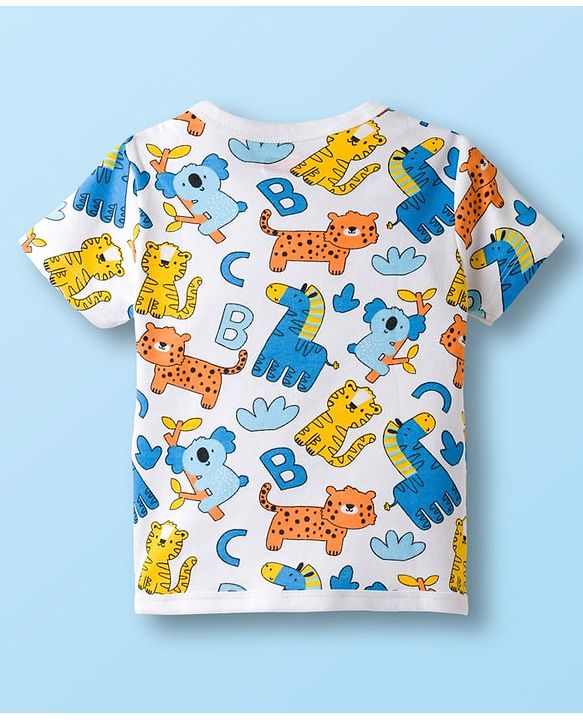 Babyhug 100% Cotton Knit Half Sleeves Jhablas With Animal Print Pack of 3 - Navy Blue & White
