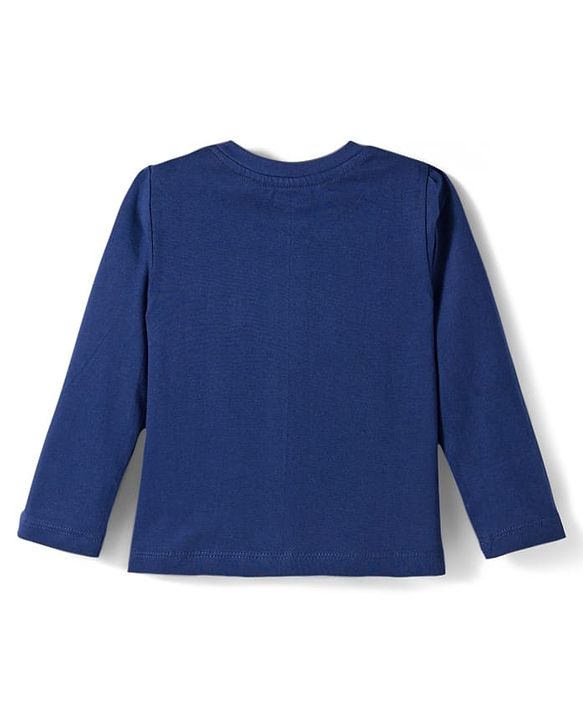 Babyhug Cotton Knit Full Sleeves Night Suit With Floral Print - Navy Blue