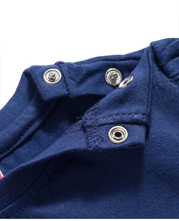 Babyhug Cotton Knit Full Sleeves Night Suit With Floral Print - Navy Blue