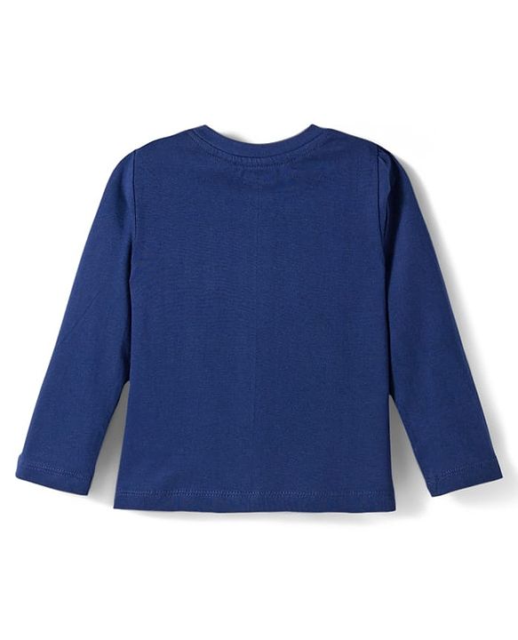 Babyhug Cotton Knit Full Sleeves Night Suit With Floral Print - Navy Blue