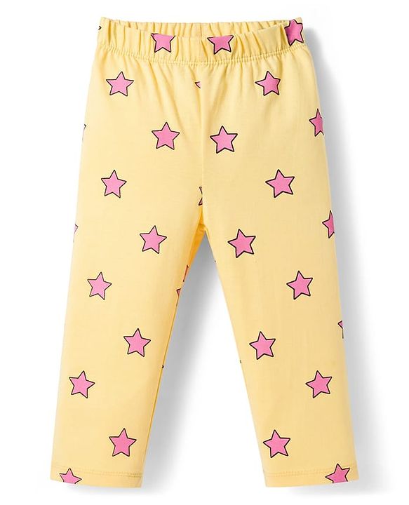 Babyhug Cotton Knit Full Sleeves Night Suit With Unicorn Print - Yellow